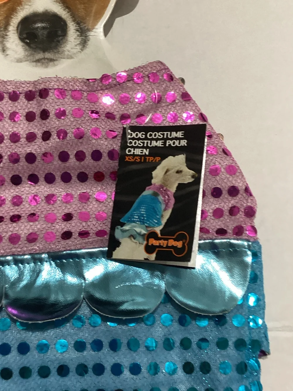 Sequin Mermaid Dog Costume - Pink & Blue Size XS/S